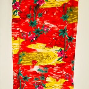 Vibrant Red and Yellow Sarong with Dynamic Swim Pattern